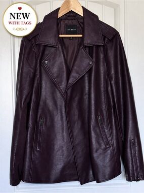 Lane Bryant Burgundy Faux Leather Moto Jacket Plus Size 18/20